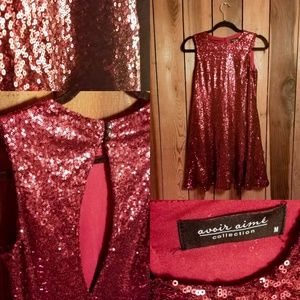 Flowy Red Sequin Dress